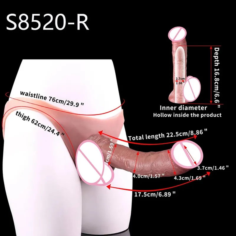 Cintura alta realista pênis manga насадка на член cinta em calcinha vibrador oco silicone extensor pau brinquedo sexual para homem