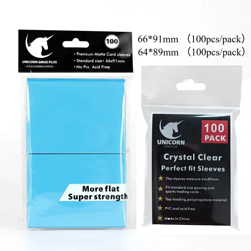 200PCS 카드 슬리브 트레이딩 카드 포켓몬 MTG 야구 스포츠 카드 보드 게임을위한 더블 레이어 매트 표준 크기 카드 슬리브