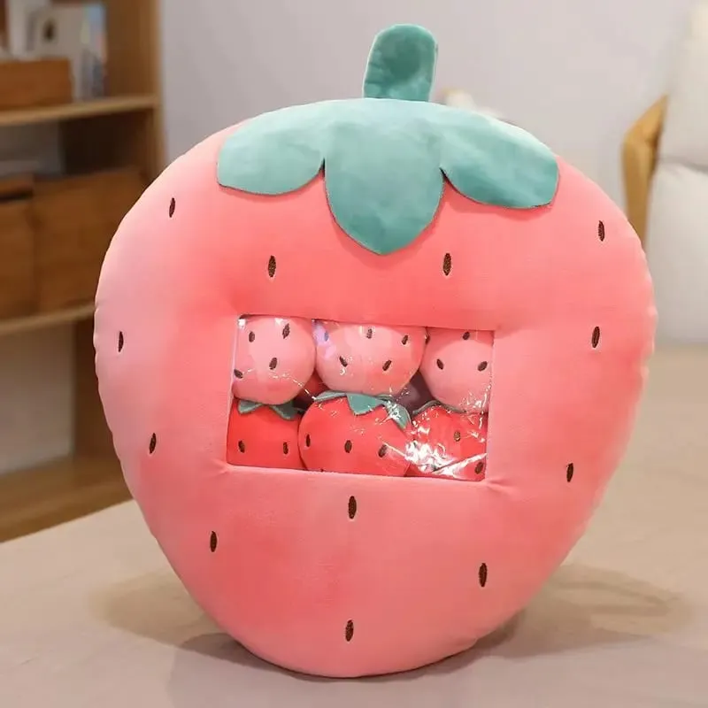 Six Small Toys Inside Cute Cartoon Fruit Plush Pillow Soft Stuffed Sofa Cushion Homdecor Pillow Backrest Children's Gift — image 13
