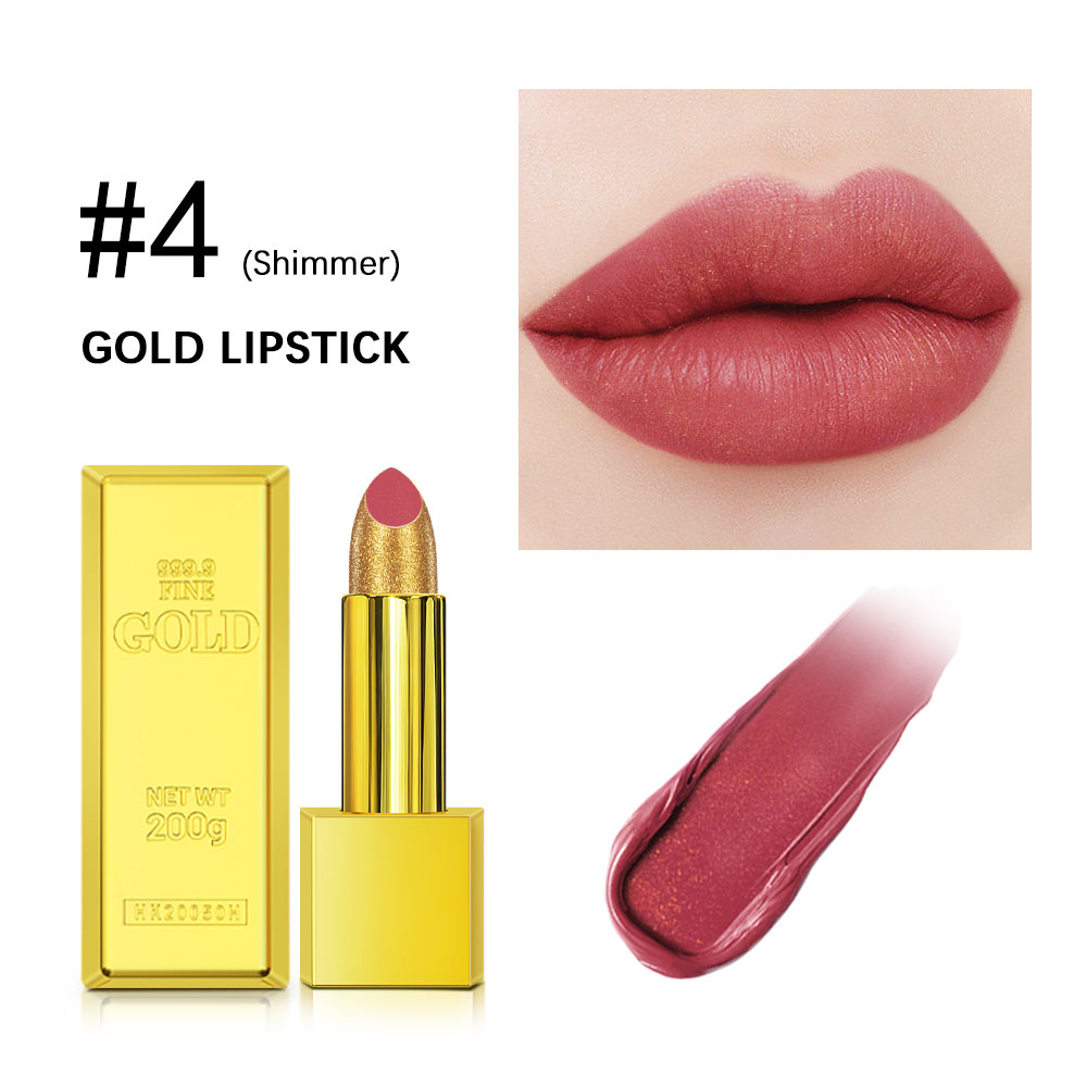 Hallowmas High-pigmented Gold Lipstick Shiny Metallic Matte Velvet Waterproof Long Lasting Sexy Gold Lip Gloss Women Lip Makeup — image 11