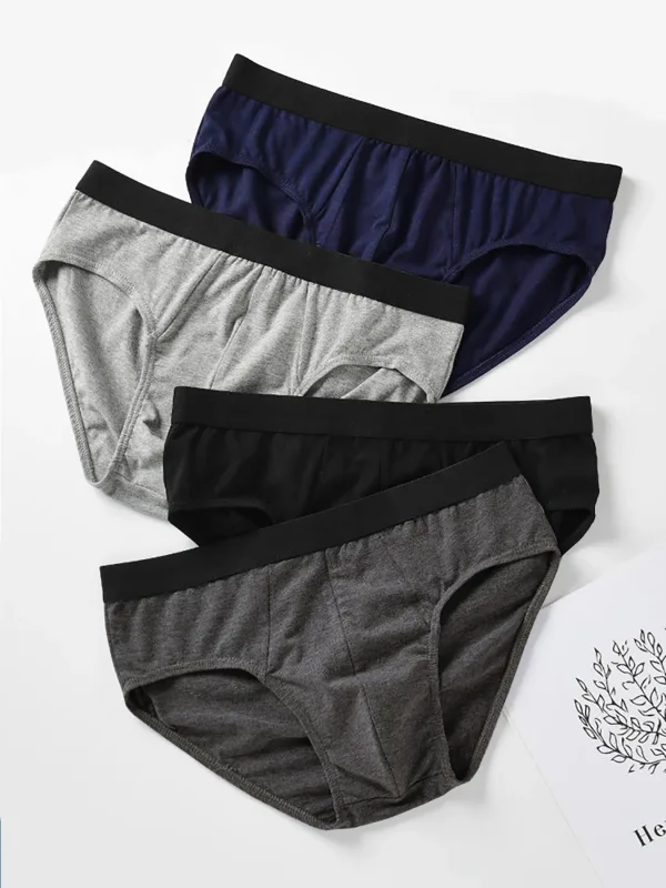 Sous-vêtements triangulaires pour hommes 4 pièces, simples et confortables pour un usage quotidien. Ensemble de sous-vêtements quatre couleurs, sous-vêtements pour hommes toutes saisons
