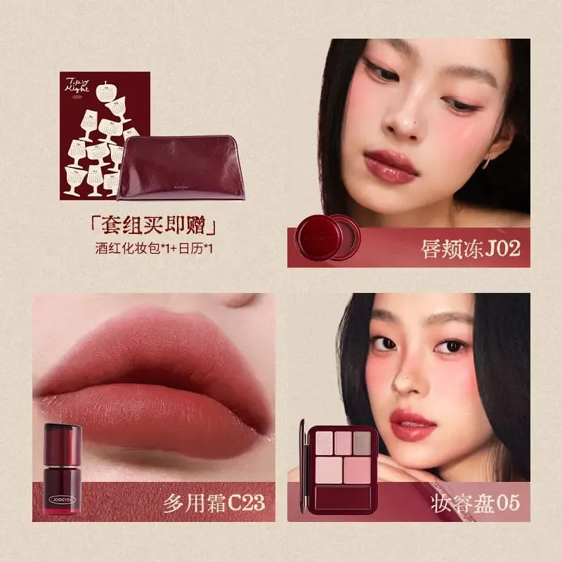 Limited Edition Makeup Gift Set Includes Lip Glaze Blush & Eyeshadow Palette Complete Face Makeup Kit with Cosmetic Bag