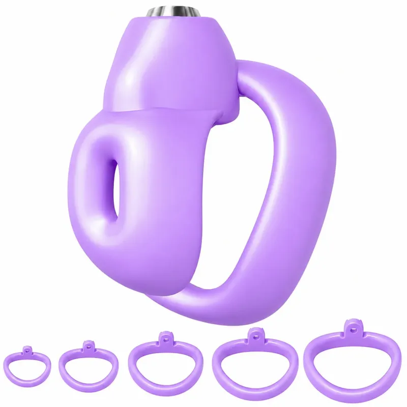 Male Penis Chastity Cage Set Small Mini Chastity Cage With 5 Cock Rings Penis Bondage Slave Restraint Man Sex Toy