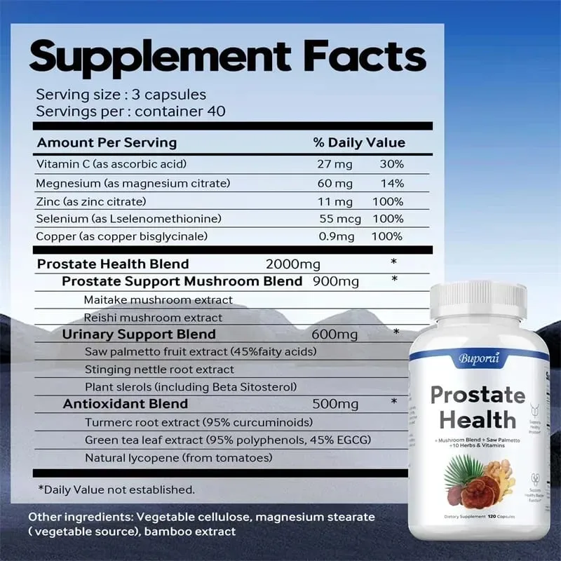 Prostate Health - Support Prostate and Heart Health Enhance Immunity Antioxidant Scavenger Free Radicals 120 Capsules
