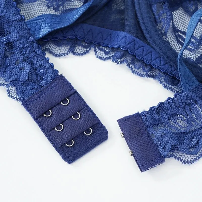 Sexy Women Bra Suit Lace Transparent Bras Panties Sets Exquisite Embroidery Underwear Set Fashion Lady Bralette Lingerie — image 4