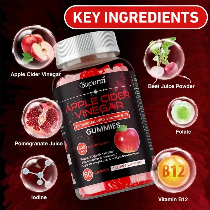 Apple Cider Vinegar Gummies - Promotes Digestive Health Relieves Bloating and Constipation Burns Fat Weight Management — image 3