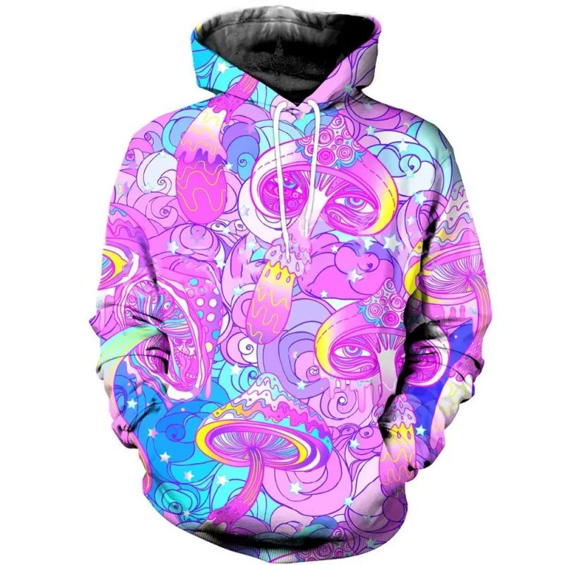 Fashion Colored Mushroom Pattern 3D Printed Hooded Sweatshirt Casual Super Large Hooded Sweatshirt Street Harajuku Men Pullover — image 14
