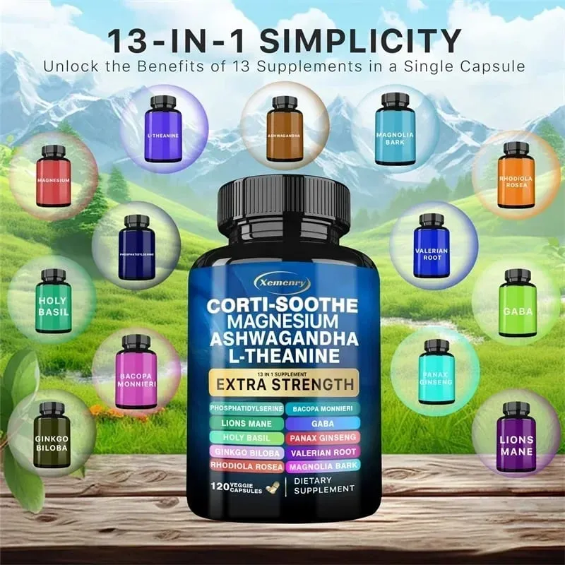 Corti-Soothe Cortisol with Magnesium Ashwagandha L-Theanine - Replenishing Cortisol and Adrenal Function Sleep Support