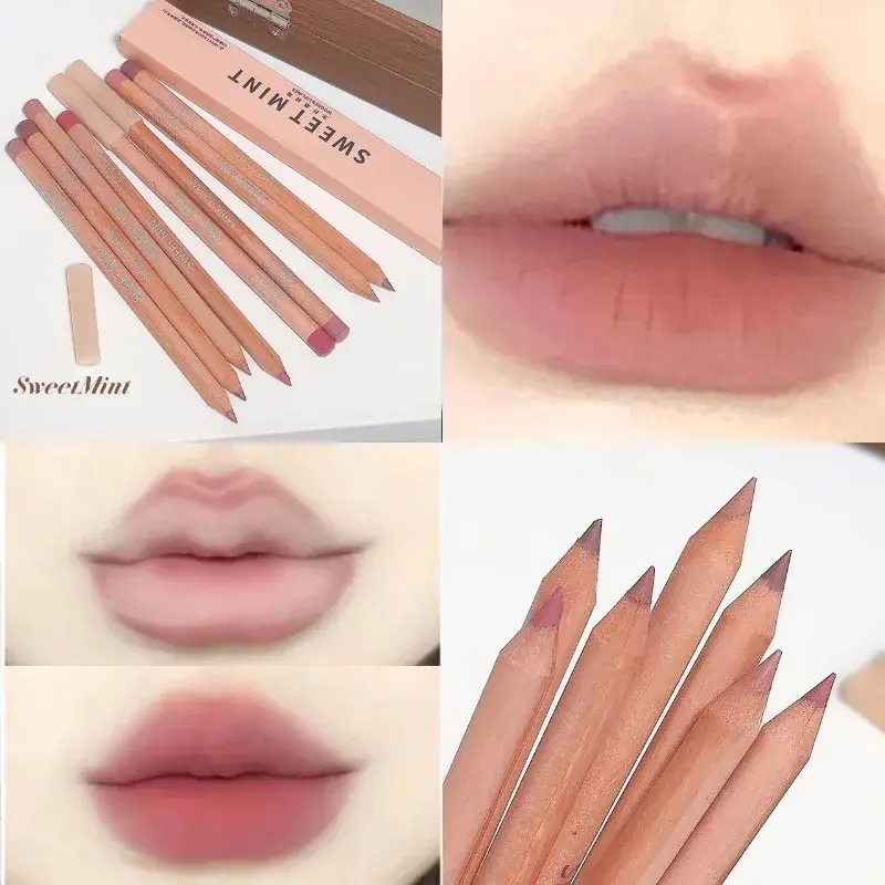 Bean Paste Pink Lip Liner Pen Professional Lip Liner Pencil Velvet Matte Lip Non-stick Cup Nude Lipstick Pen Contour Line Makeup — image 2