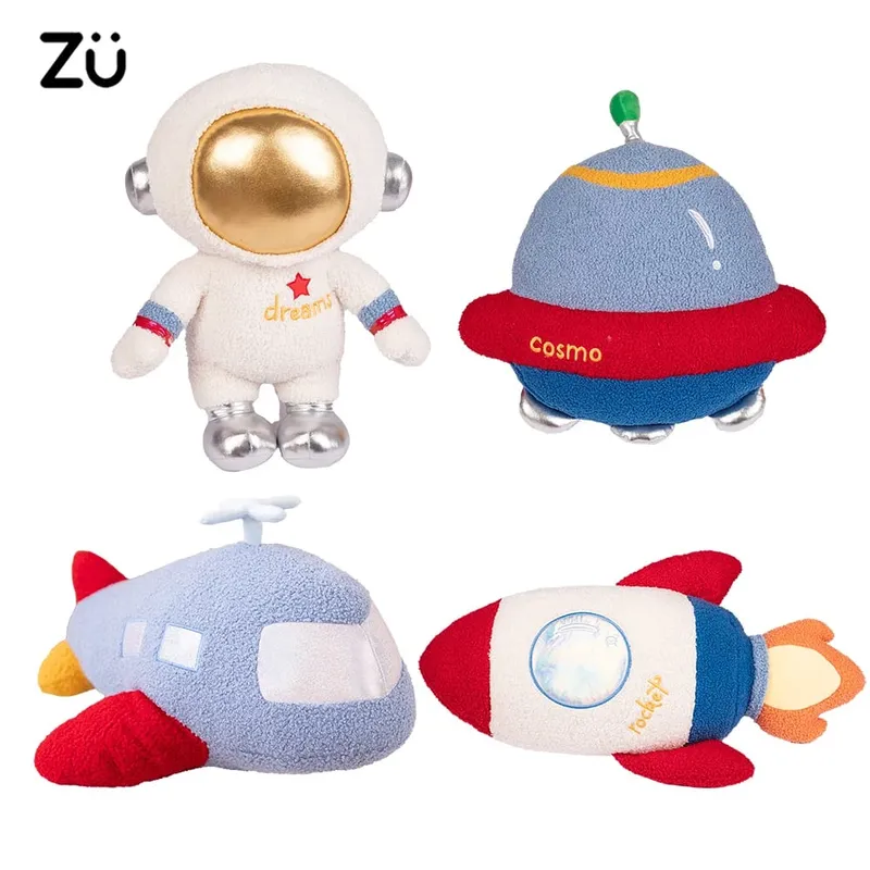 ZU Space Theme Party Home Decor Cute Astronauts UFO Rocket and Plane Plush Toys Boys Tent Room Throw Pillows — image 2