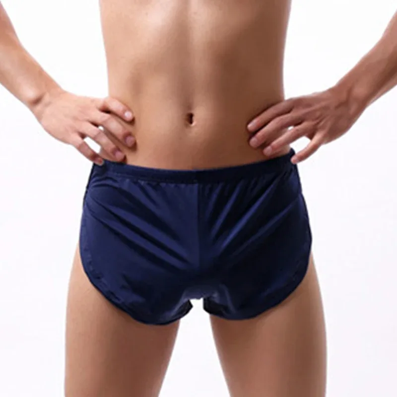 الذكور سراويل الملابس الداخلية الملاكمين تنفس الرجال الملاكم منامة الجانب سبليت السروال Cueca Homem السراويل ملابس خاصة