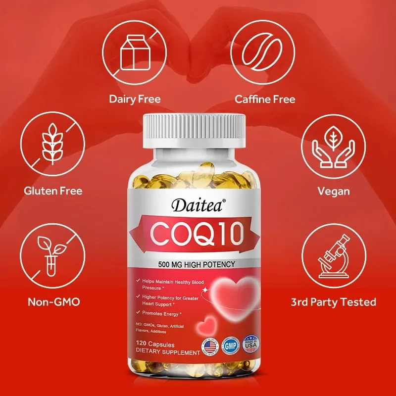 Coenzyme Q10 Capsules High Concentration Vegetarian Supports Blood Circulation Stress Health and Physical Energy Antioxidant — image 3