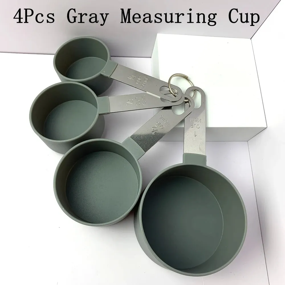 4/8PCS/Set Plastic Multi Purpose Measuring Cup Measuring Spoon Stainless Steel Handle With Graduated Measuring Baking Tools — image 14