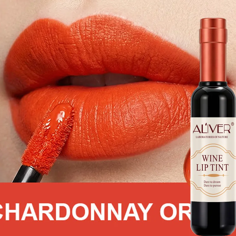 1pcs Red Wine Bottle Shape Matte Lip Gloss Sexy Lasting Non-stick Cup Velvet Matte Nude Liquid Lipstick Women Makeup Lip Gloss