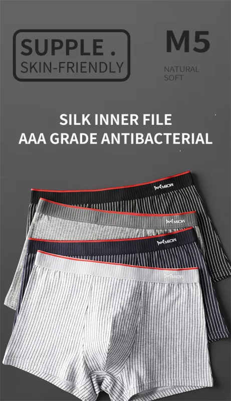 MiiOW 3Pcs Cotton Men's Boxer Underwear AAA Antibacterial Man Boxershorts Seamless Striped Men Underpants Boxer Male Boxer Short — image 8