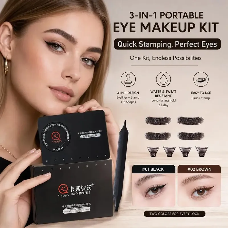 3-in-1 Lower Eyelash Stamp Eyeliner & Beauty Mole Stamp Set 3s Fast Application Waterproof Eye Makeup Tools