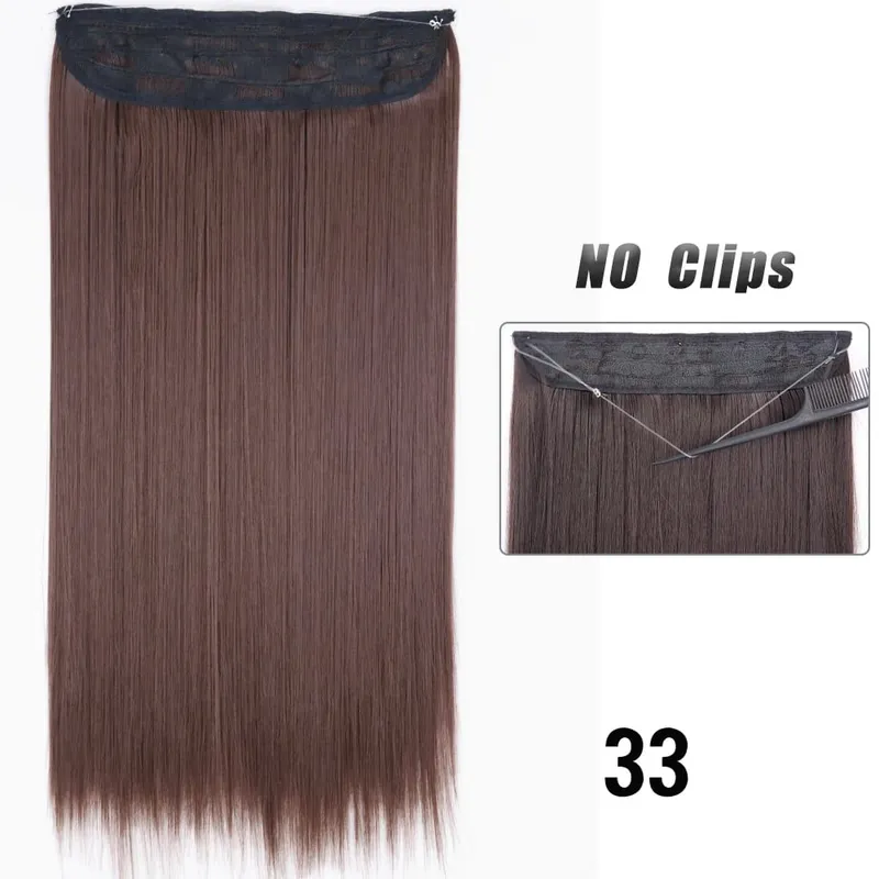 No Clips Hair Extensions Invisible Wire Long Straight Synthetic False Hair Piece 80cm Black Brown Blonde Hairstyle — image 28