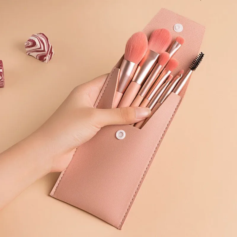 8 stk Mini Macaron bløde makeup børster sæt Bærbare begyndere skønhedsværktøjer til blush øjenskygge Komplet kosmetisk børstesæt