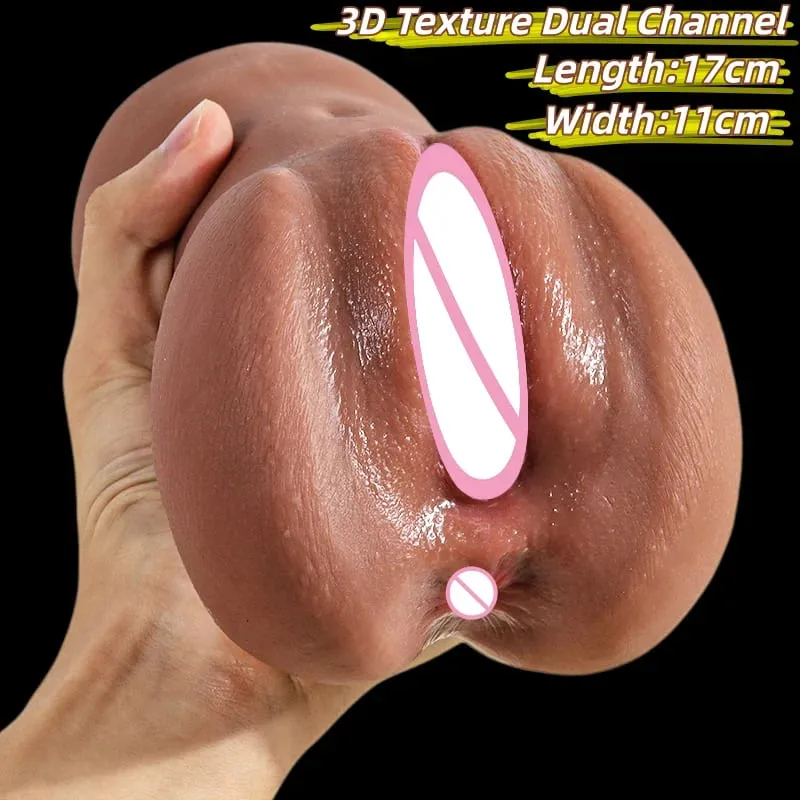 Realistic Vagina Masturbation Cup Uterus Blowjob 3D Artificial Vaginal for Men Dual Channel Anal Sextoys Pocket Pussy Sex Shop