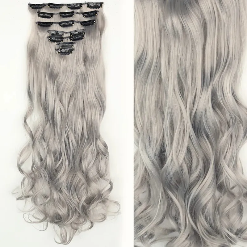 16 Clips 7Pcs/Set Hair Extensions Long Straight Natural Synthetic Black Blonde Hairpieces Heat Resistant For Women Hairstyle — image 29