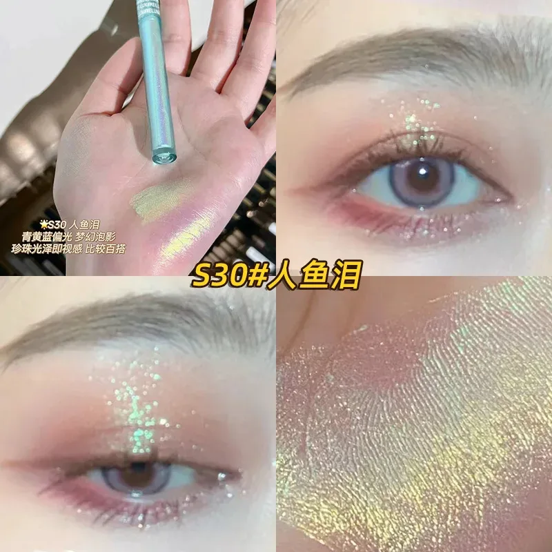 Maquillage pour les yeux caméléon à paillettes, fard à paupières multicolore scintillant, bâton Duochrome brillant, surligneur chromé, stylo cosmétique lumineux de fête — image 8