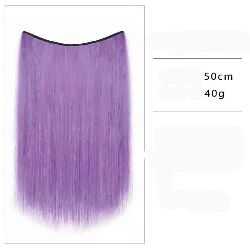 V-shaped One-Piece Synthetic 4 Clip In Hair Extensions Long Straight Hairstyle Hairpiece Colour 50CM Natural Fake Hair — image 13