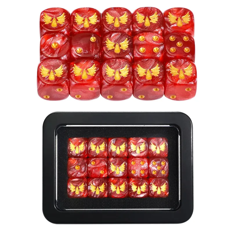 15PCS 16mm/0.63inch D6 Wargaming Dice Set para sa Tabletop Miniatures Game Pagsubaybay sa Damage ng Army Faction Themed Dice Token