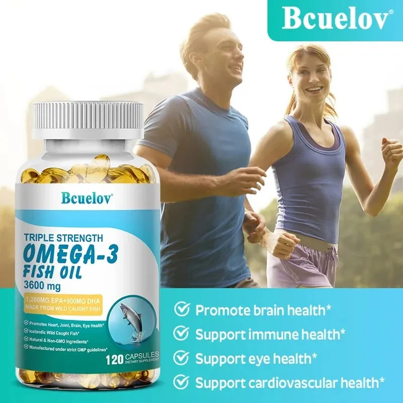 Bcuelov Omega-3 Fish Oil Dietary Supplement - Includes EPA & DHA - 3600 Mg Per Serving for Heart Joint Brain Eye Health — image 3
