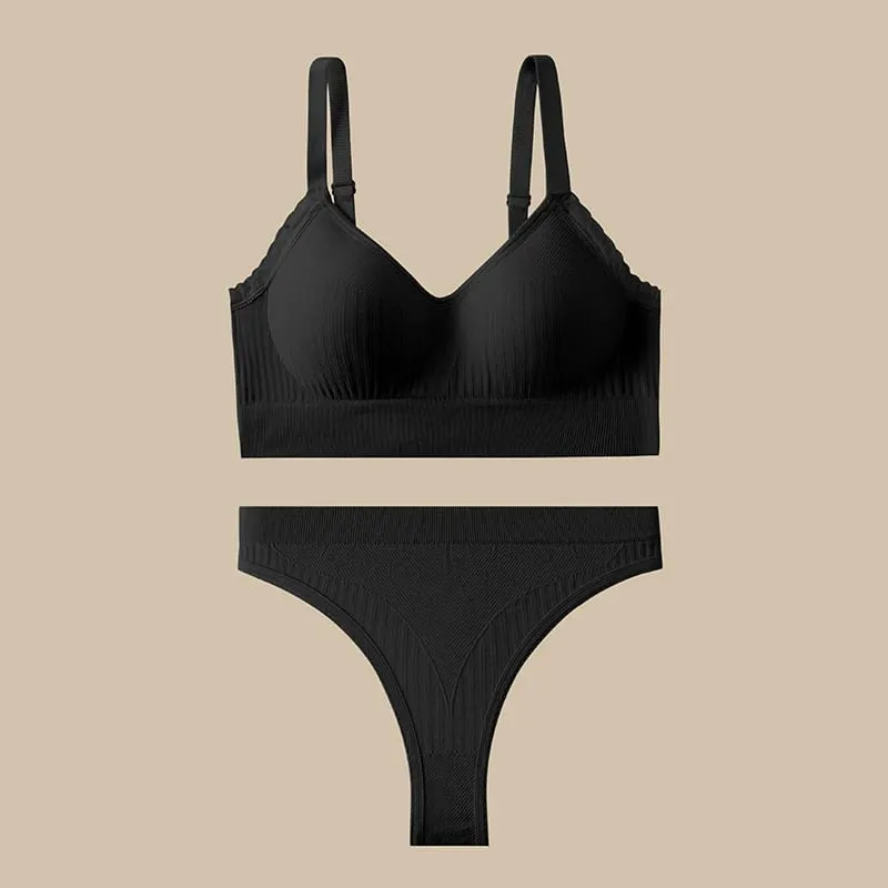 [set]Women Sexy Lingerie Set Push Up Bras Set Solid Underwire Bra Everyday Underwear Panty Set
