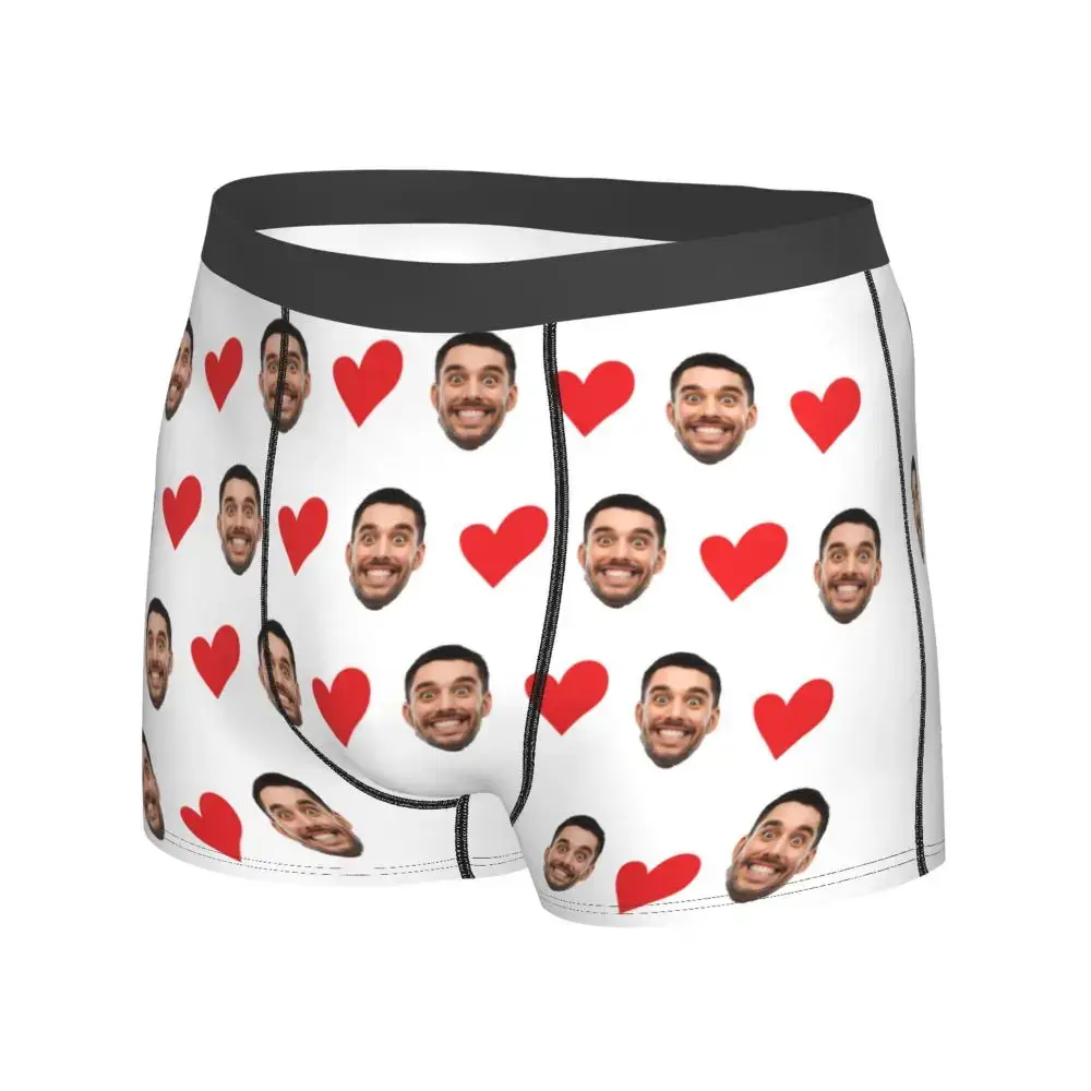 Personalized Face Photo Underwear Custom Heart Boxer Briefs Men Briefs Gift For Husband Anniversary Gift for Dad