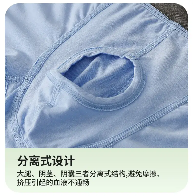 Boxer da uomo in fibra di bambù Custodia per mosche anteriore aperta Traspirante Rigonfiamento Biancheria intima Separata Custodia per bauli Doppia custodia Mutande
