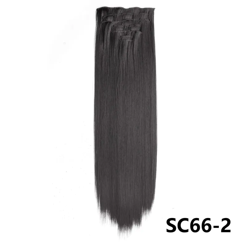 Long Straight Synthetic 16 Clips In Hair Extensions 7Pcs/Set High Temperature Fiber Black Brown Blonde Hairpiece For Women — image 12