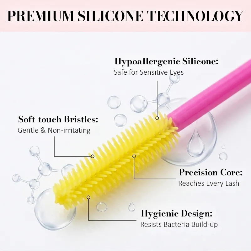 Silicone Eyelash Brush Mascara Wands Applicator Eyebrow Comb Rod Spoolies Eyelashes Brushes Lash Extension Supplies Makeup Tools — image 4