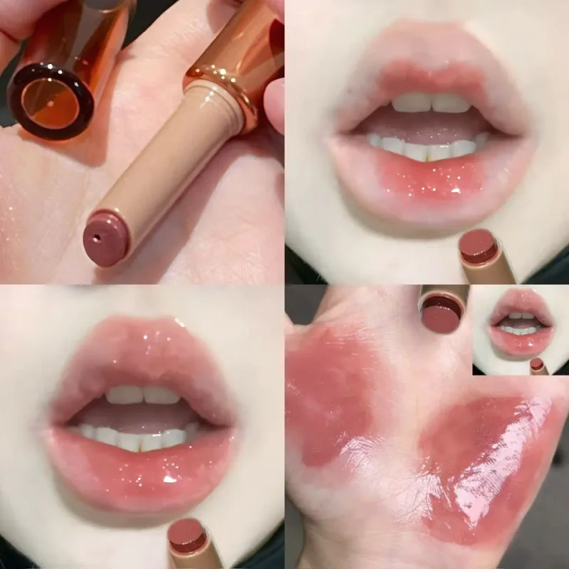 Mirror Glass Solid Lip Glaze Water Light Flash Lip Stick Moisturize Plumper Tint Lip Oil Balm Press Lipstick Cosmetic