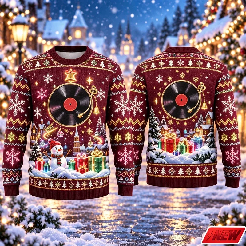 3d Print Christmas Tree Ugly Sweater Men Merry Christmas Trend Crew Neck Sweatshirts Women Neon Snowman Gift Fake Sweater Unisex — image 4