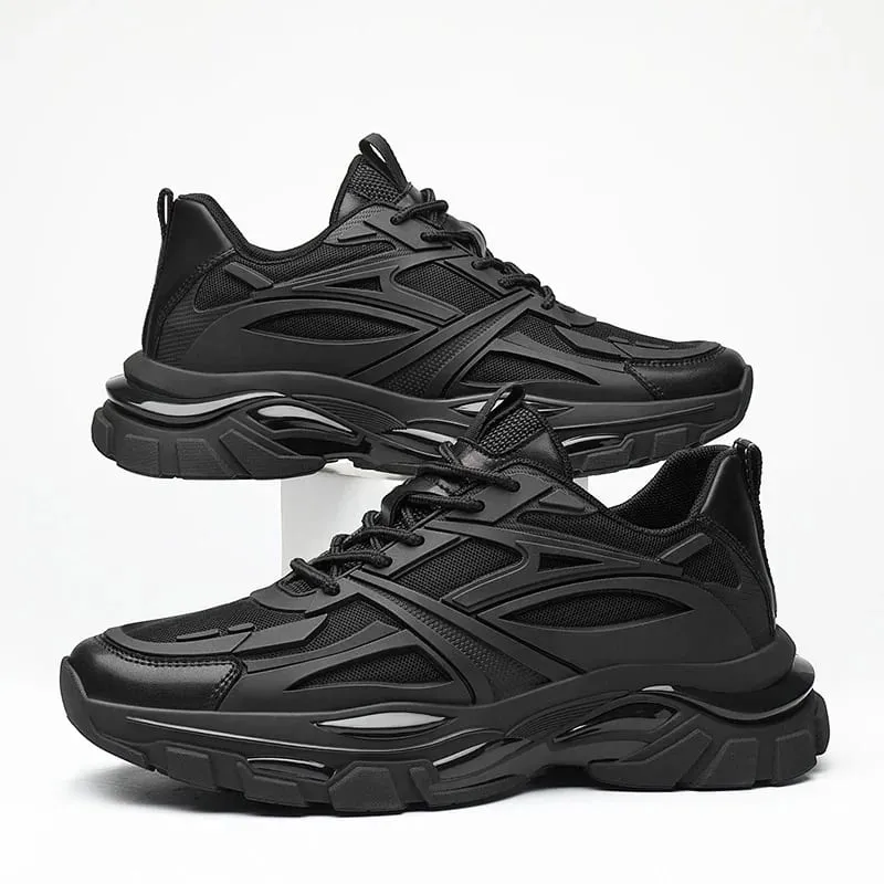 Four Seasons Thick and height-increasing sports shoes men's genuine leather mesh casual men's shoes trendy shoes