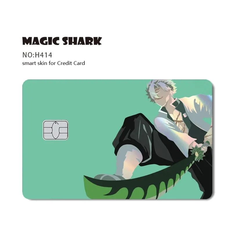 Magic Shark Demon Slayers Anime Cool Shinny Holographic Laser Skin Cover Sticker Film for Debit Credit Card