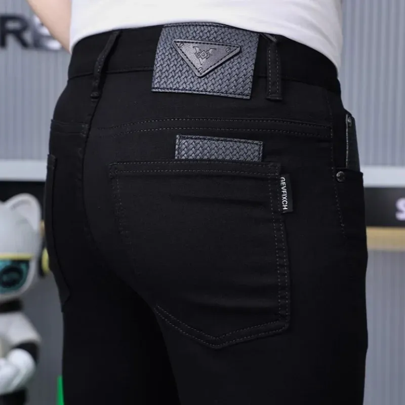 Pure Black Jeans Men's High-End Stylish and Personalized Fashion2024New Slim Fit Skinny Men's Clothing Summer Thin Trousers — image 5
