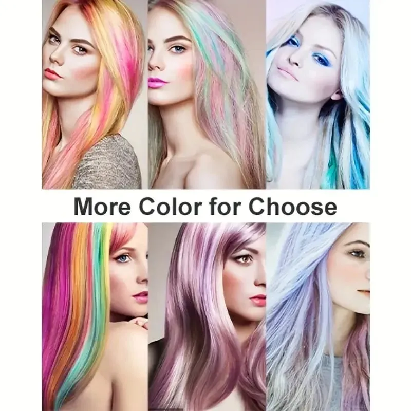 22Inch Colored Party Synthetic Clip in Hair Extensions for Girls Multi-colors Long Straight Hair Rainbow Hairpieces — image 7