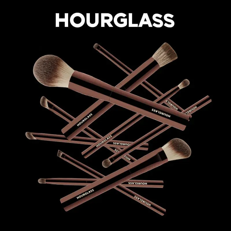 10pcs/set Hourglass Makeup brushes Powder Eyeshadow Domed Crease Make up brush Stippling Angled Shadow Brow with cosmeetic bag — image 2