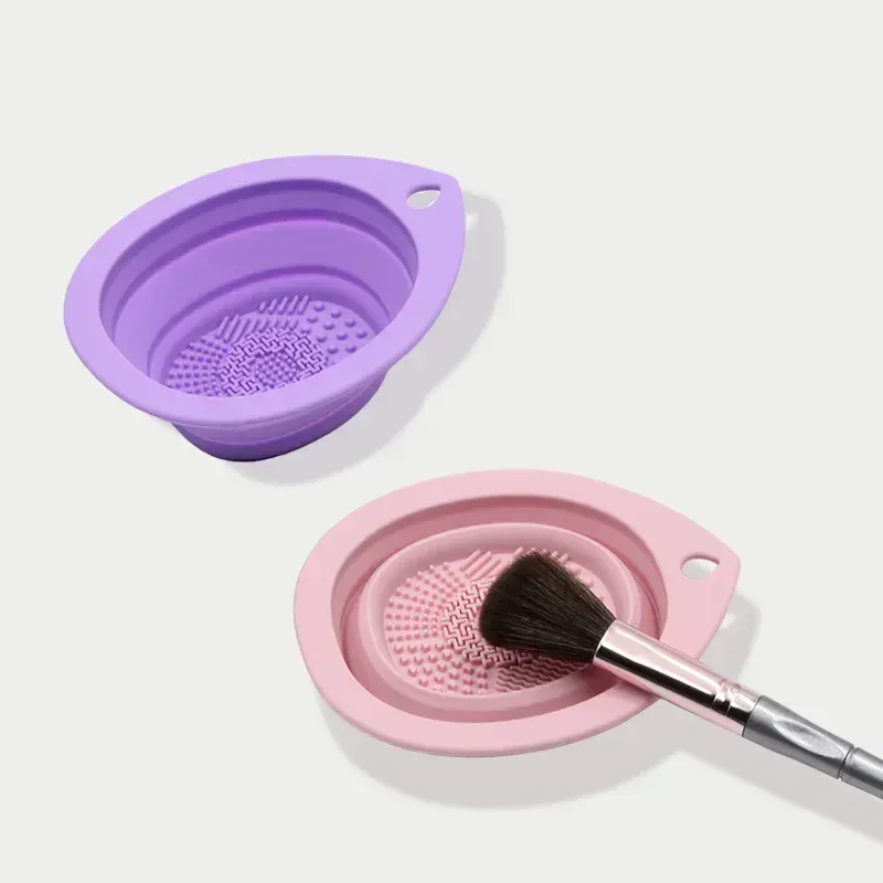 Eyeshadow Brushes Washing Soft Mat Beauty Tools Scrubber BoxSilicone Makeup Brush Cleaner Folding Powder Puff Cleaning Bowl
