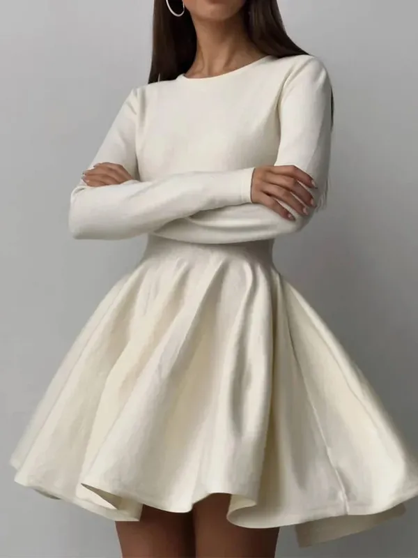 Duomofu dzianinowe Mini sukienki damskie jesienno-zimowa sweter z długim rękawem sukienka damska elegancka moda wąska linia plisowana sukienka Vestido