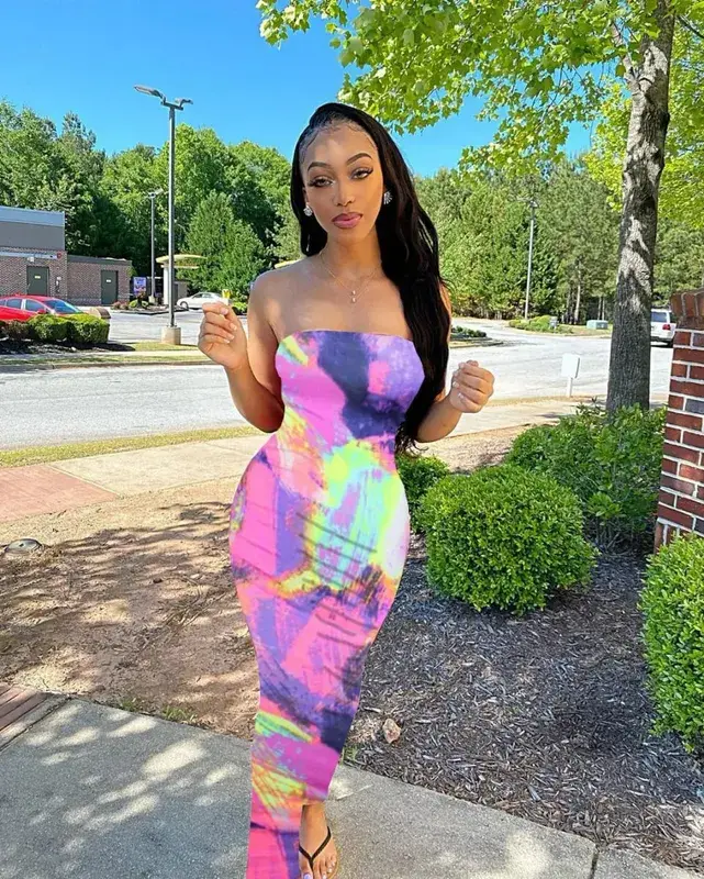 Spring And Summer Dresses For Women Chest Wrap Printed Off Shoulder Bandage Slim Sexy Long Dress 2023 New Fashion party MsChuh — image 9