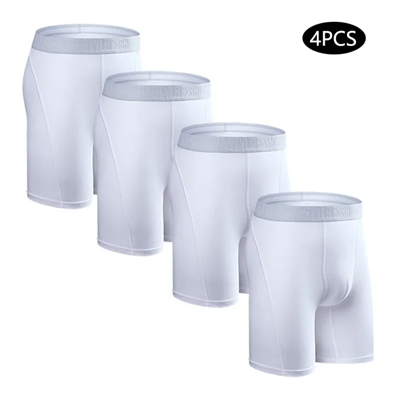 4pcs Long Boxers for Men Underwear Plus Size Men's Panties Sexy Long Leg Underpants Cotton Mens Boxer Shorts Fashion Male Trunk — image 28