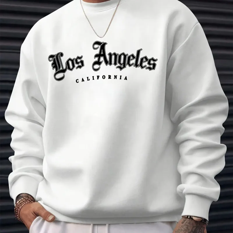 Moletom masculino outono e inverno quente casual solto clássico perda anjos estampa manga comprida gola redonda versátil — image 9
