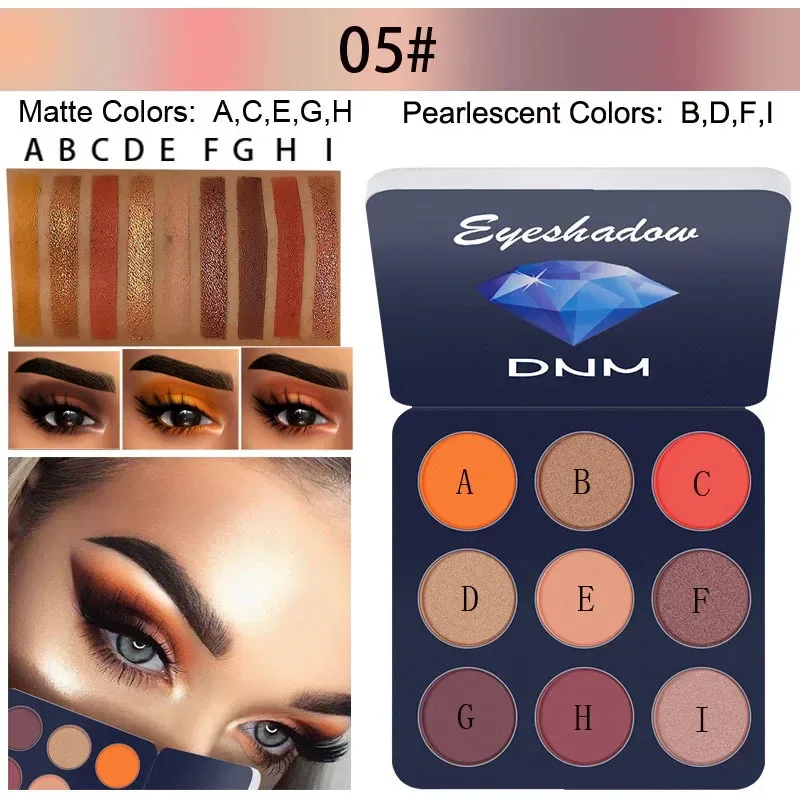 9 Colors Nude Eyeshadow Powder Makeup Palette Matte Shimmer Eye Pigmented Powder Make Up New Warm Earth Color Eyeshadow — image 9