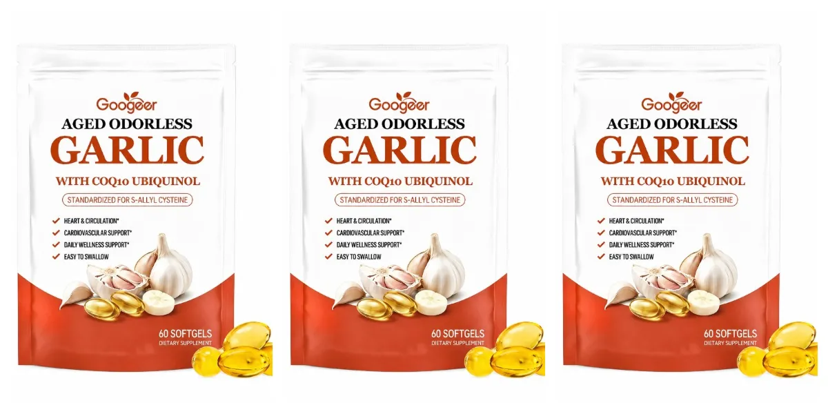 Viên nang mềm tỏi không mùi có tuổi với CoQ10 Ubiquinol & K2 Huyết áp Tim & Tuần hoàn Hỗ trợ Cholesterol 60 Viên nang mềm — image 10