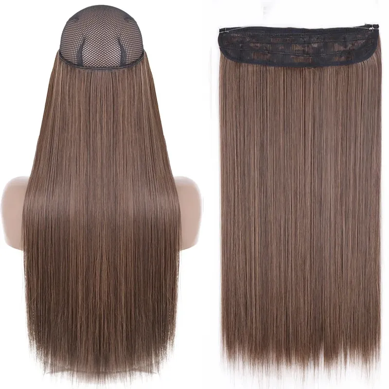 Synthetic No Clip Wave Hair Extensions Hidden Secret False Hairpiece One Piece Fish Line Fake Hair Piece — image 11