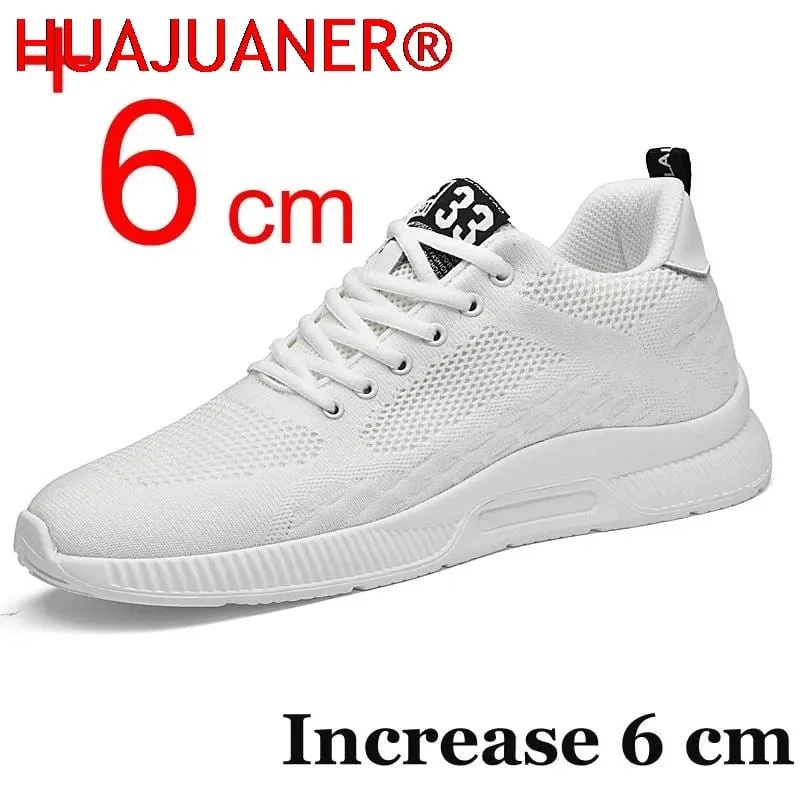 Men Sneakers Elevator Shoes Hidden Heels Breathable Heightening Shoes for Men Increase Insole 6CM Sports Casual Height Shoes