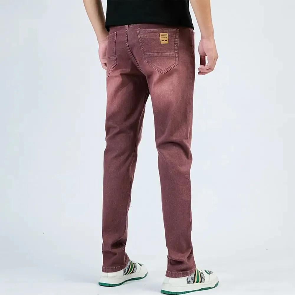 2025 סתיו גברים לבן Slim Fit ג'ינס ישר מכנסי ג'ינס מתיחה מקרית אופנה נוחה בגדי מותג גברים בגדי רחוב — image 14